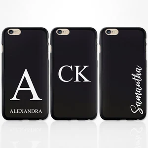 PERSONALISED INITIALS BLACK SILICONE GEL PHONE CASE COVER FOR SAMSUNG A6 A8 J6.. - Picture 1 of 10