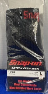 Snap-on Cotton Crew Socks Black Mechanics Mens Large L  7-12  Made In USA - Picture 1 of 3