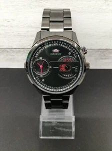 ORIENT DUAL II Watch Manual Men's Black Dial Round WV0041XC Used From Japan - Picture 1 of 10