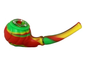 Rasta Ode to Tradition Silicone Tobacco Hand Pipe | Glass Bowl | 5.5" - Picture 1 of 3