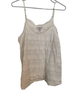 Joie Women's ivory White Sleeveless lacey Blouse top M boho summer casual - Picture 1 of 6