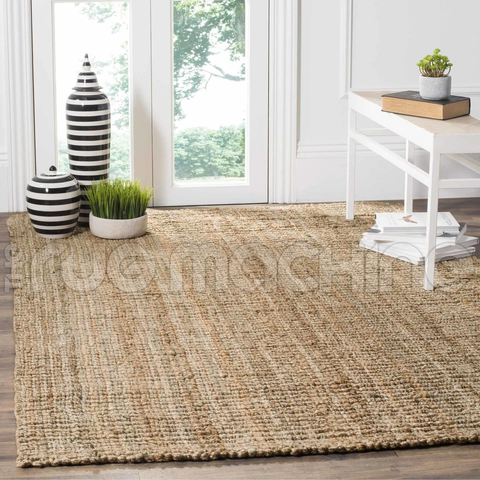 KOCHI BEIGE NATURAL HANDMADE WOVEN CHUNKY JUTE FLOOR RUG - 7 Sizes **NEW** - image 1 of 3