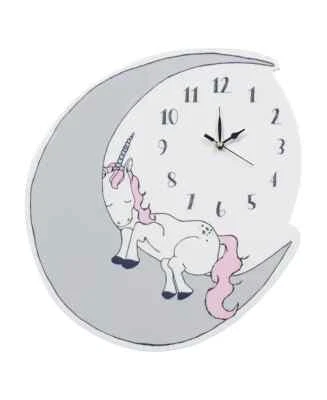 Trend Lab $90 Unicorn Dreams Gray and Pink 15x14" AA-Battery Wall Clock NEW - Image 1 of 2