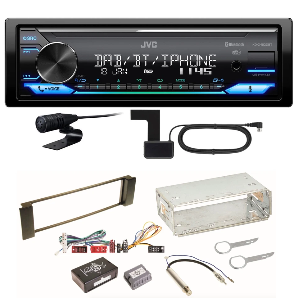 JVC KD-X482DBT Bluetooth USB Digitalradio Einbauset für Audi A3 8L A6 4B - Bild 1 von 1