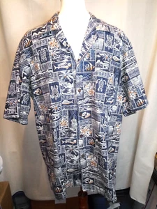 Camisa Para Hombres Pacific Legend Grande Botón Delantero Tema Pez Tropical Hawaiano Algodón - Imagen 1 de 12