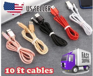 10' Android iPhone XBOX Micro USB Charger Sync Cable Braided Cord Samsung - Picture 1 of 12