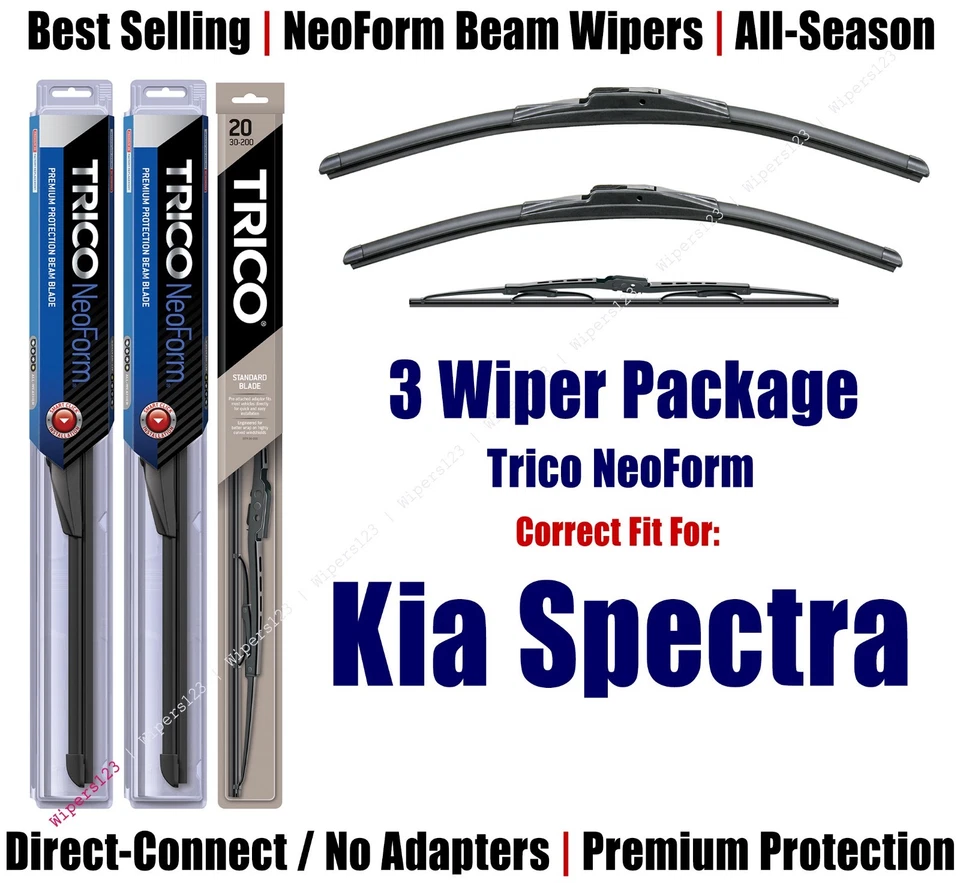 Paquete de 3 limpiaparabrisas delanteros y traseros - NeoForm - aptos para Kia Spectra 2004 - 16210/190/30180 Foto 1 de 1