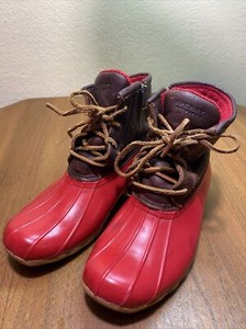 red sperry boots