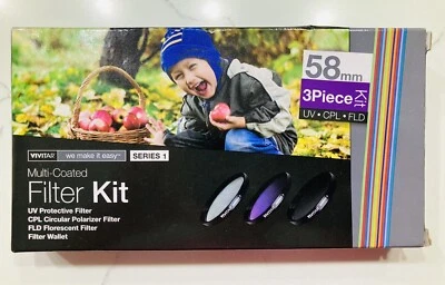 Vivitar UV Circular Polarizer & FLD Filter Kit 58mm VIVFK358 3 Piece Filter Kit - Image 1 of 4