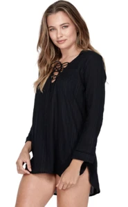 Billabong Same Story Black Overswim Shirt Top. Size 10 &12. NWT. RRP $69.99. - Bild 1 von 4