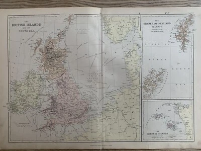 Mapa a color antiguo original de las islas británicas de 1882 de W.G. BLACKIE 138 AÑOS Foto 1 de 3