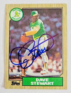 DAVE STEWART Signed 1987 Topps #14 Oakland A's Card Autograph - Picture 1 of 2