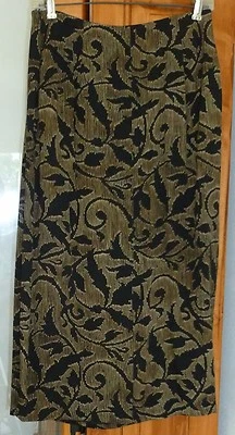 JONES Нью-Йорк длинный черный и бежевый пейсли шелк надежном юбка 28 X 33 размер 10P - Изображение 1 из 2
