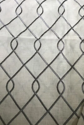 Duralee Gray Embroirered Linen Fabric 2 Yards X 54 Inches Wide - Image 1 of 3