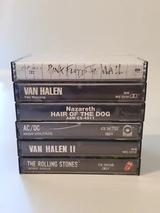 6 Killer Vintage Rock Cassettes Van Halen Pink Floyd Rolling Stones AC/DC 1970s - Picture 1 of 18