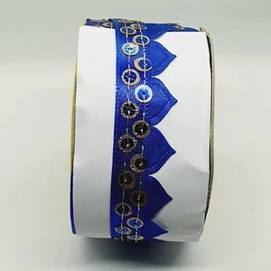 20 mm Blau Satin Gold Pailletten Indisch Zopfband Borte Verzierung Nähen - Bild 1 von 1