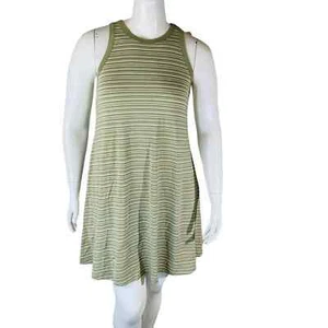Nuevo Nuevo Día Grande Vestido a Rayas Tanque Verde Oliva Blanco Elastizado Swing Nuevo con Etiquetas - Imagen 1 de 8