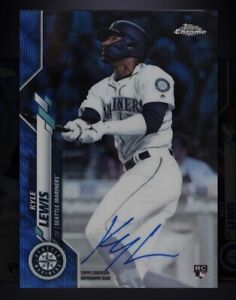 2020 Topps Chrome Kyle Lewis Blue Refractor RC Rookie Auto #107/150 Mariners