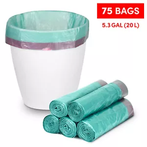 LSP 75PCS 20 Liter Trash Bags Durable Disposable Green Perforated Bag Easy Tear - Picture 1 of 5