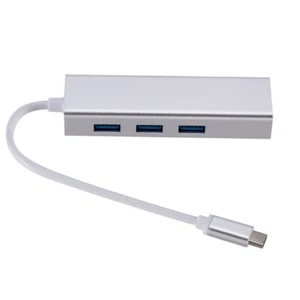 USB C auf 3 x USB A und RJ45 Aluminium Ethernet Lan Adapter Hub Kabel Mac - Bild 1 von 10
