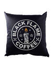 Black Flame Coffee Cushion Pillow Caffeine Magic Witch Witches Halloween Fun