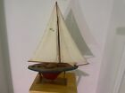 Antique Large Pond Yacht Sailboat Three Sails with Stand-26"