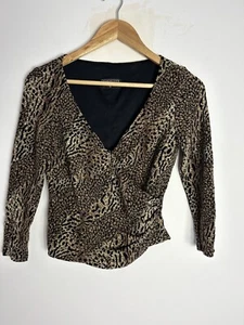 Studibaker Leopard Animal Print Blouse Size 10 3/4 Sleeve - Picture 1 of 7