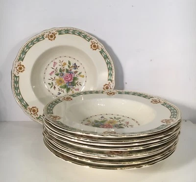 9 Depth Plate England Creampetal Grindley Stoneware Flowers Floral Um 1940 Antik - Image 1 of 4