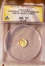 2020 Australia gold Perth mint graded MS70DCAM by ANACS .9999 pure gold