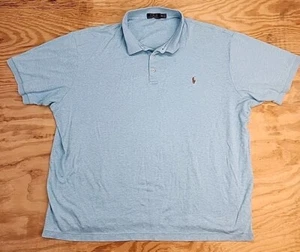 Polo Ralph Lauren Blue Soft Cotton Polo Shirt Colored Pony Logo Mens 3XLT - Picture 1 of 9