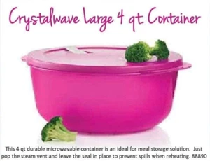 Tupperware CrystalWave grande 4 qt. Contenitore Microonde Magenta Rosa Nuovo - Foto 1 di 1