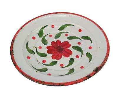 Indien Fleur Imprimé Blanc Émail Plaque – Kitchen Portion Plat Plaque. i14-130 - Photo 1/4