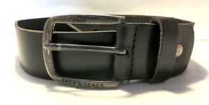 Cinturón Negro de Cuero Jack and Jones para Hombre Talla 80 EE. UU. 32 Hebilla Plateada Envejecido - Imagen 1 de 7