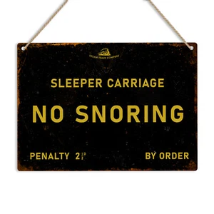 Sleeper Train Carriage Vintage Metal Sign Funny No Snoring Retro Bedroom Plaque - Picture 1 of 15