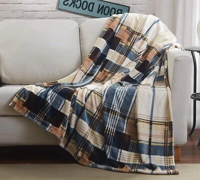 TACHE HOME FASHION Soft Winter Cabin Super Flannel Striped Tartan Plaid Checkered Throw Bed Blanket