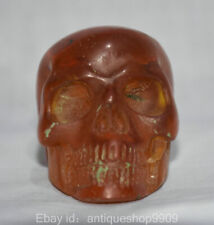 2.4'' Ancient Chinese Yellow Amber Carved Skull Head Insect Scorpion Statue 
