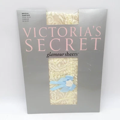 Nuevo de Lote Antiguo Victoria's Secret Glamour Transparente Liga Nupcial CREMA Encaje Nylon Cinta Azul Foto 1 de 4