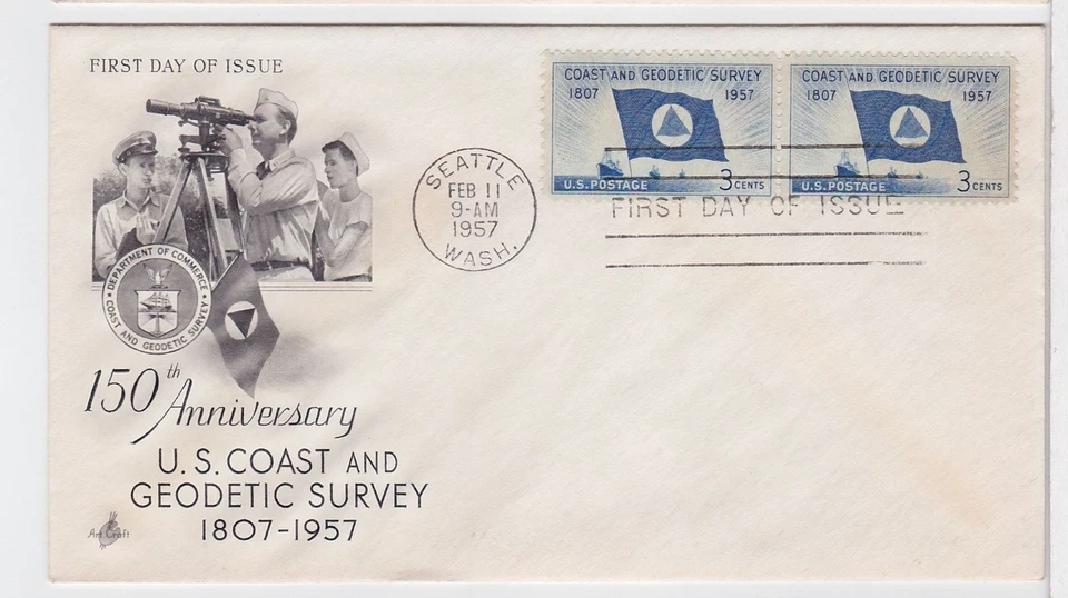 TurtlesTradingPost - Coast & Geodetic Survey #1088- FDC 1957 Artcraft Pair FDC - Image 1 of 1