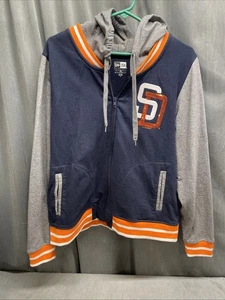 Chaqueta Universitaria New Era Para Mujer San Diego Padres Lentejuelas Logo Cremallera Completa Sudadera con Capucha XL - Imagen 1 de 24