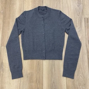🌟JOSEPH🌟 CASHMERE BLEND CREW NECK LUX CARDIGAN CHARCOAL GREY SZ S - Picture 1 of 8