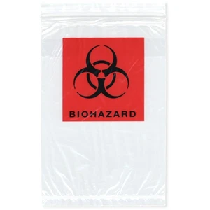 Plymor 6" x 9", 2 Mil Biohazard Zipper Bags with Pouch - Picture 1 of 5