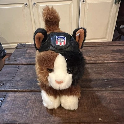 De colección Harley Davidson Calico Gato Peluche Animal Imitación Cuero Sombrero 12” Foto 1 de 4