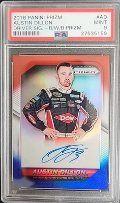 Austin Dillon 2016 Panini Prizm Driver Signature RWB Auto #03/25 PSA 9 - Image 1 of 2