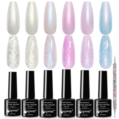 Pearl Gel Nagellack 6 Farben Schimmer Effekt UV LED Soak Off 1 - Bild 1 von 4