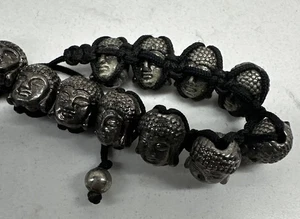 Silver Hem Buddha Bracelet Adjustable Unisex Heavy - Picture 1 of 10