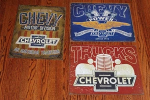 3 Stück Lot Chevy Chevrolet Vintage Style Blechschilder 16 x 12" GM Werbung - Bild 1 von 2