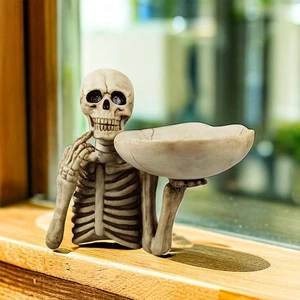 Skull Storage Tray Halloween Candy Bowl Resin Skeleton Decorative Fruit I4I1 - Picture 1 of 12