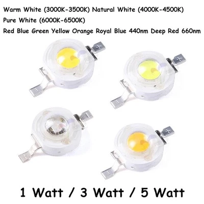 1 W 3 W 5 W Zum Selbermachen Hochleistungs LED Chip Licht Emitter Diode SMD Cob Lampe Perle Birne - Bild 1 von 4