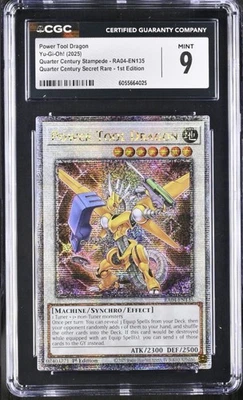 Yugioh Power Tool Dragon RA04-EN135 Quarter Century Secret Rare 1st Ed. CGC 9 - Image 1 of 3