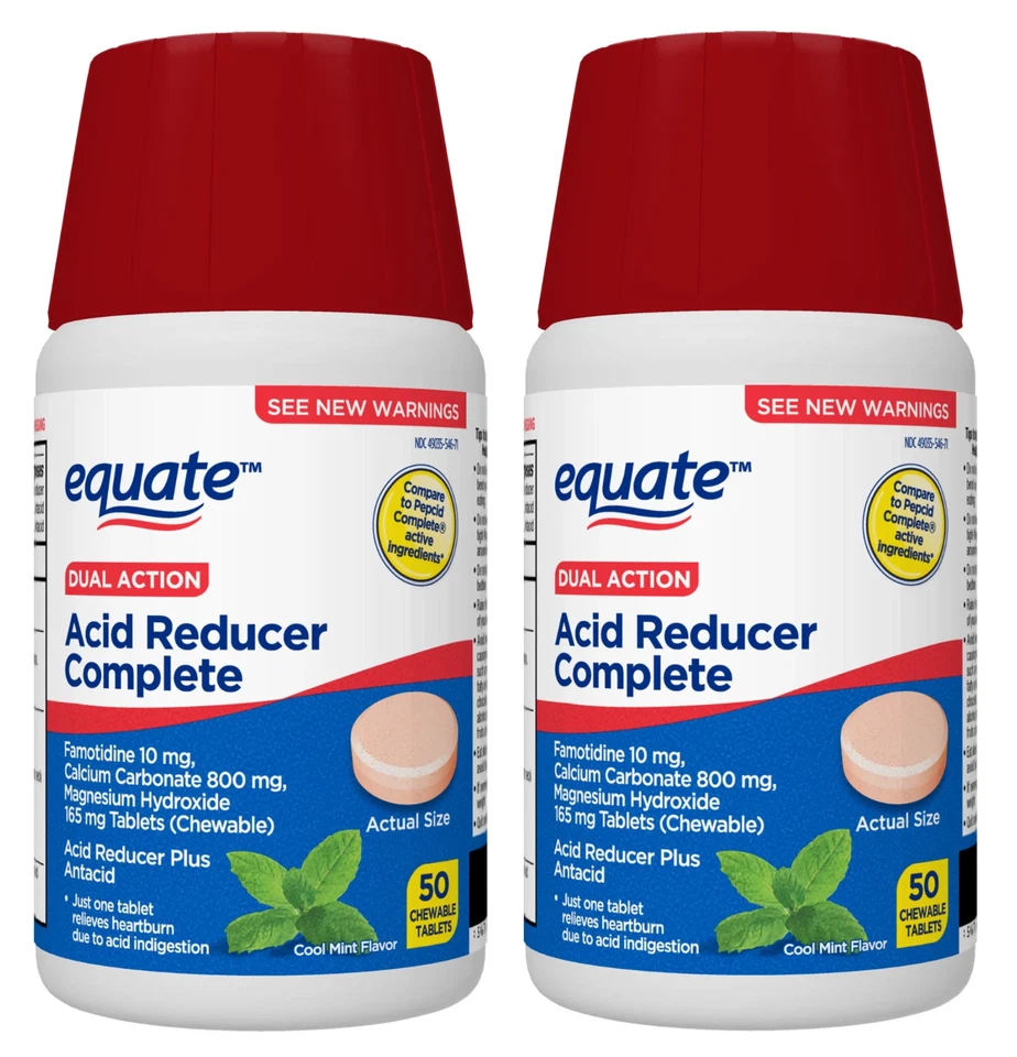 Comprimidos mastigáveis completos equate redutor de ácido de dupla ação, 50 quilates (pacote com 2) - Imagem 1 de 1
